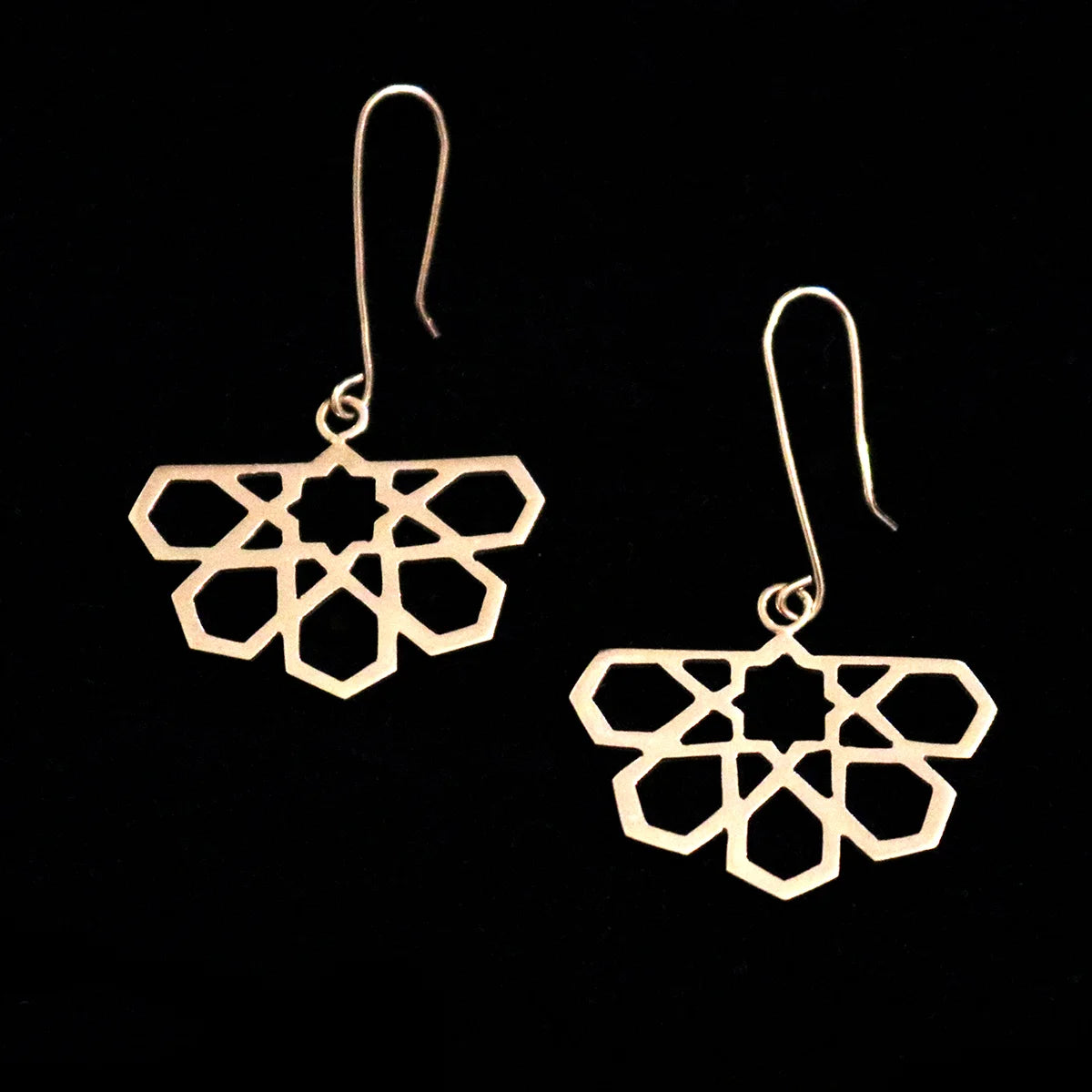 geometric pattern handmade silver dangle earrings