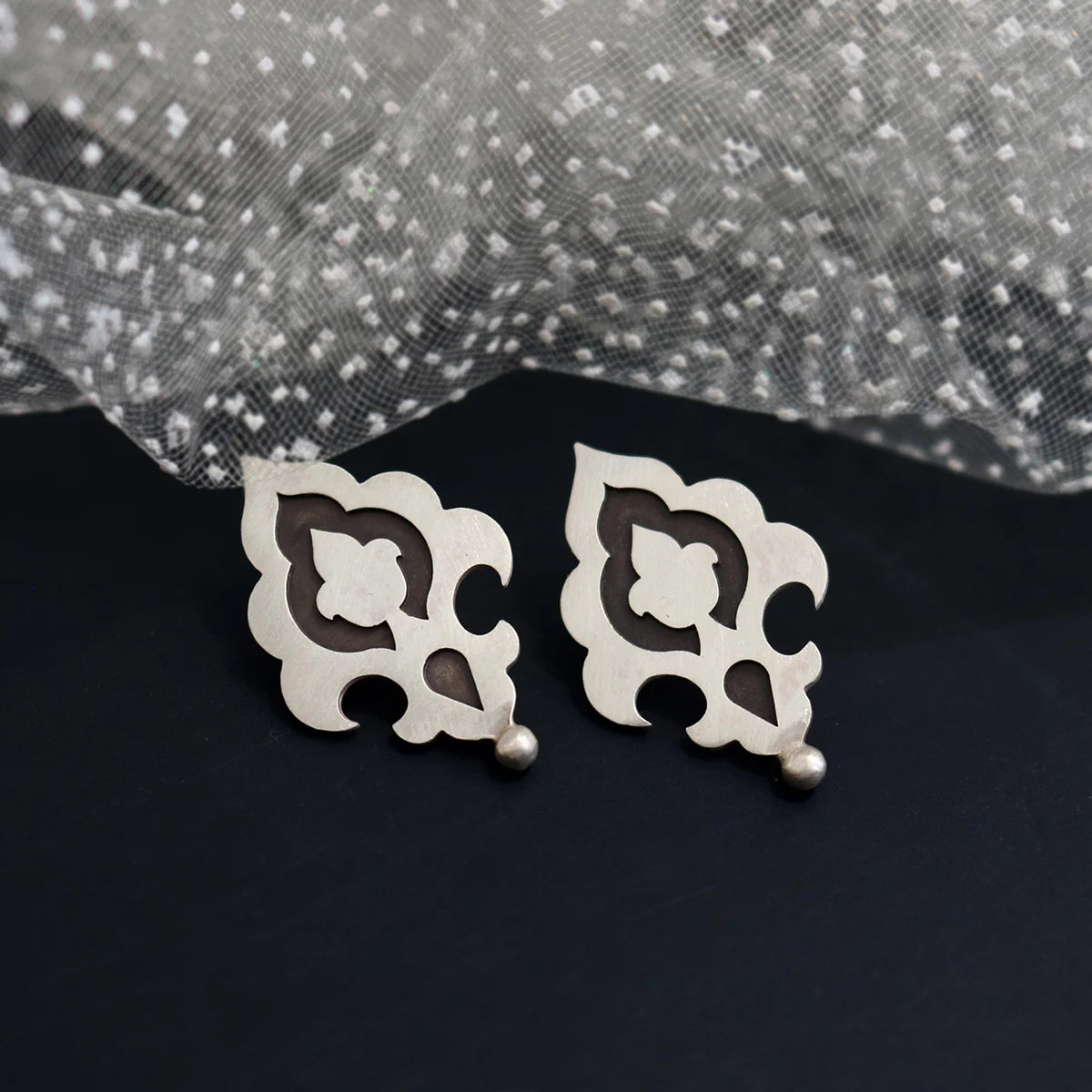 flower bud handmade silver stud earrings