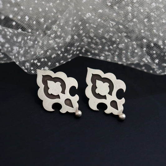 flower bud handmade silver stud earrings