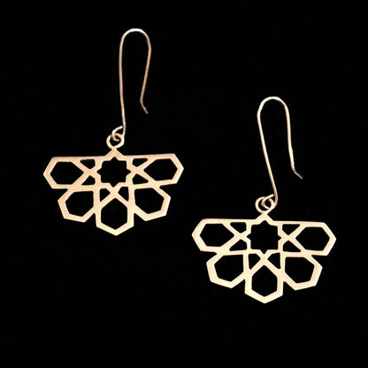 geometric pattern handmade silver dangle earrings 